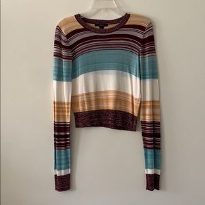 Striped long sleeve crop top